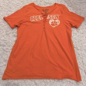 Clemson Lace Up V-Neck T-Shirt The Victory Size L